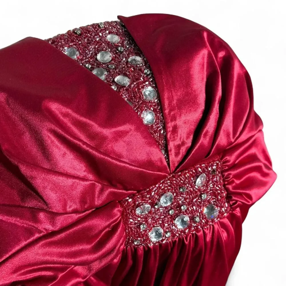 Y2K VINTAGE Red satin my Michelle prom dress with beaded bodice and cinched back - Picture 8 of 8